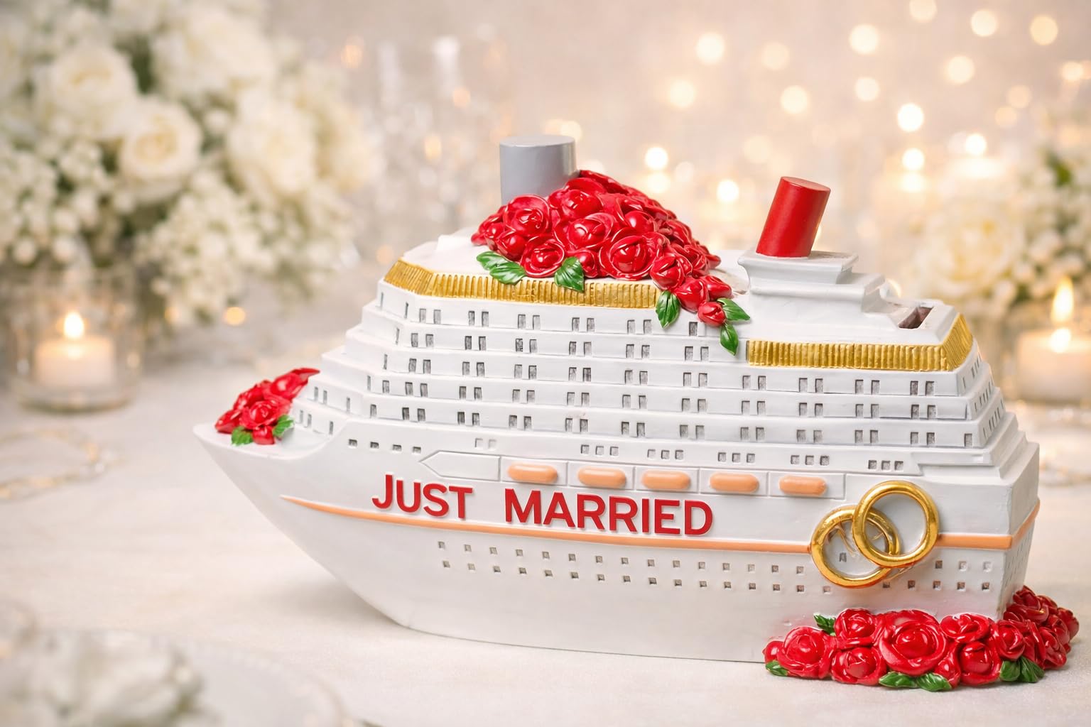 Just Married - Salvadanaio a forma di sposi, in ceramica, per matrimonio