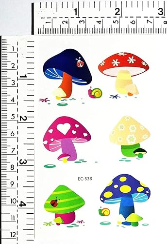 Miniatura 2 de Mini tatuajes de 2 hojas de hongos lindos bohemios, hippie, retro, amor, paz, caricaturas, impermeables, temporales, tatuajes falsos, arte corporal,