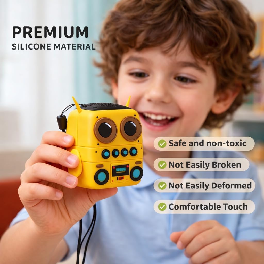 Robot Shape Bluetooth Speaker with Retro Radio Features, TF Card Playback and TWS Pairing, Portable Compact Wireless Audio Companion and Unique Kids Gift Idea