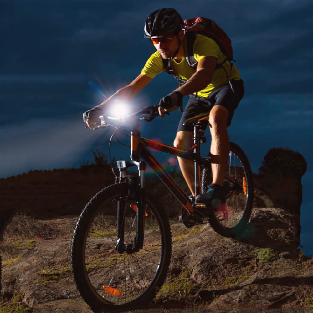 Fari per Bicicletta con Fascio Luminoso Regolabile, abbaglianti e anabbaglianti, luci per la Guida Notturna, luci da Montagna, luci Sportive