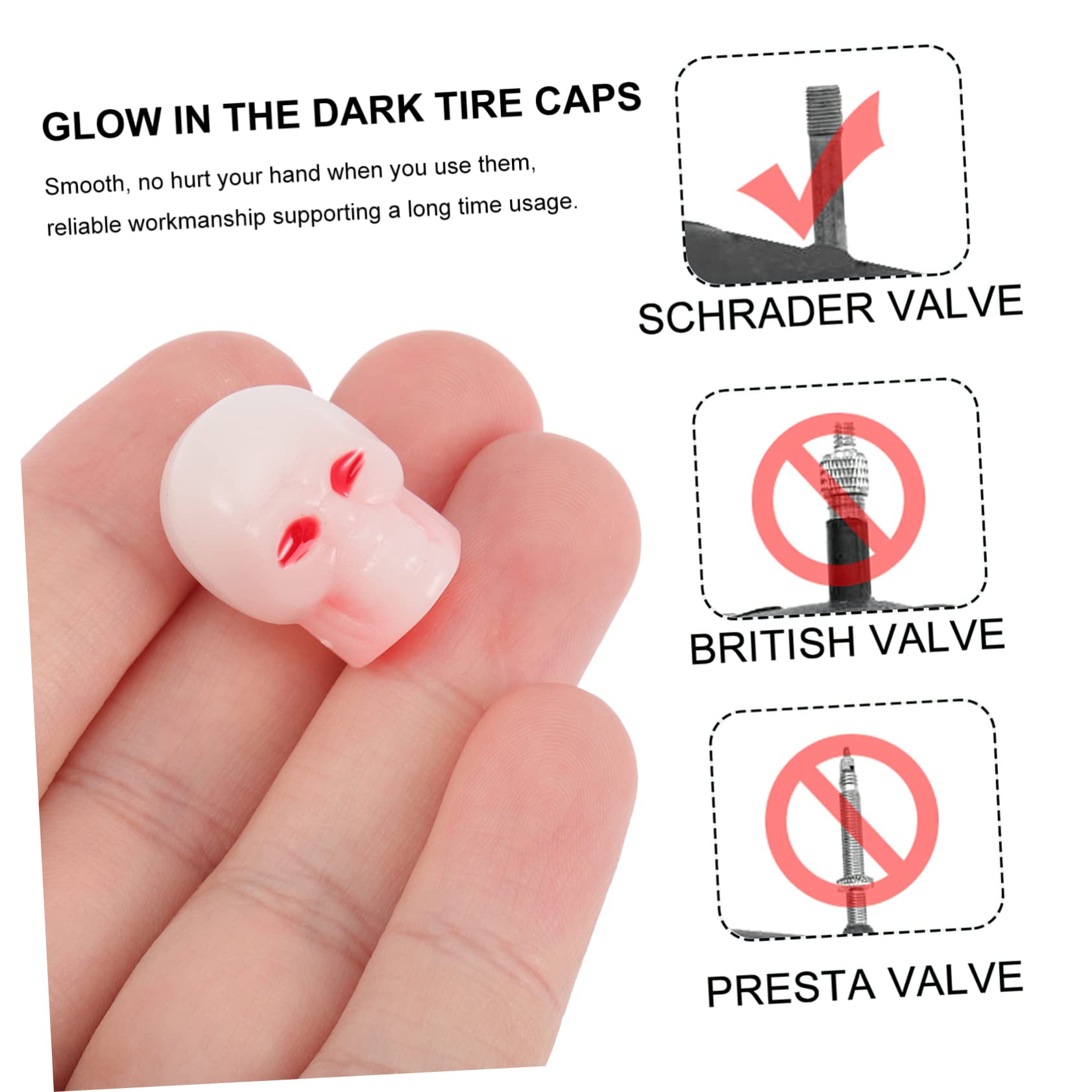 80pièces Couvercles De Valve Fluorescents Forme De Crâne pour Voiture Et Vélo Bouchons Antipoussière Universels Design Lumineux Et Facile à Installer