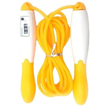 SK SPORTS Tough and Durable Plastic Wireless Cordless Diet Jump & Skipping Rope with Digital LCD Screen Showing Jump Counting (Yellow) - image, photos