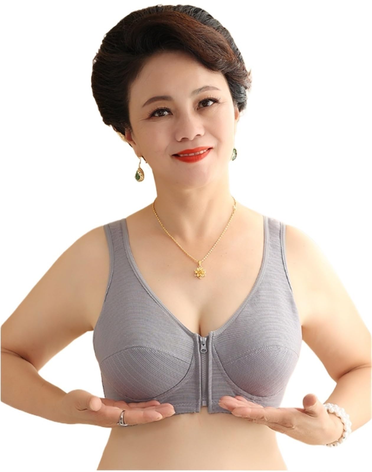 Biustonosz Sportowy Damski Biustonosz Z Pełnym Pokryciem, Plus Size, Zapinany Na Zamek Błyskawiczny, Elastyczny, Oddychający Damski(G,42/95)