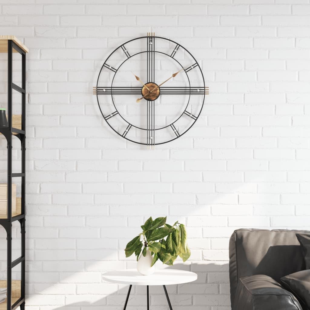 Zegar ścienny czarny 60 cm żelazny
