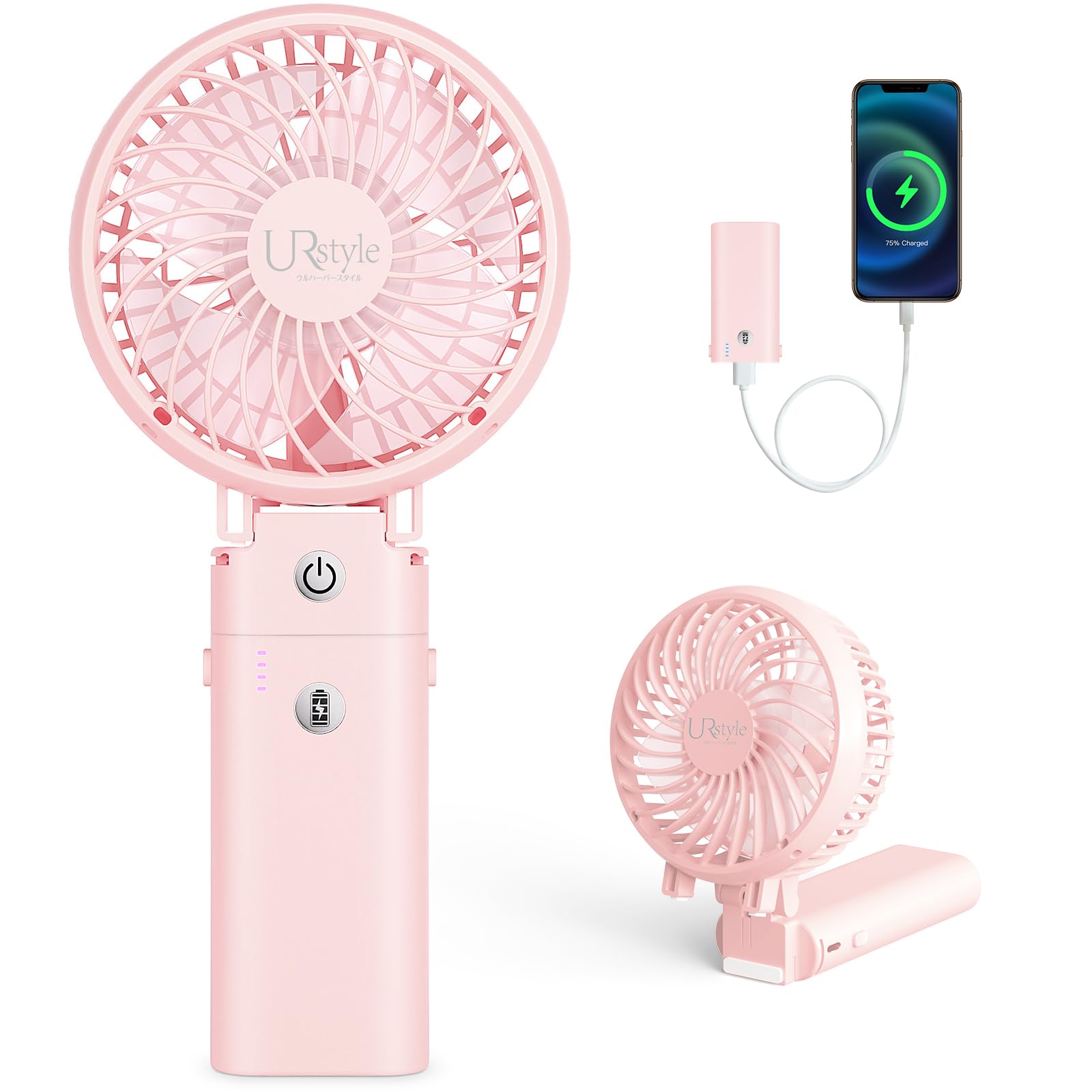 ハンディファン 携帯扇風機 強力【20dB静音・強力送風・5200mAhモバイル…