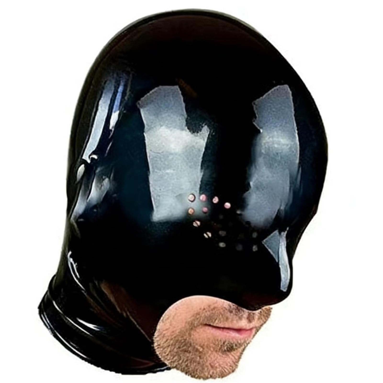 PRLBESL Latex Hood Party BDSM Latex Full Head Mask Soft and Breathable Exposed Mouth Back Zipper for Unisex Halloween(Size:XXL-73CM)