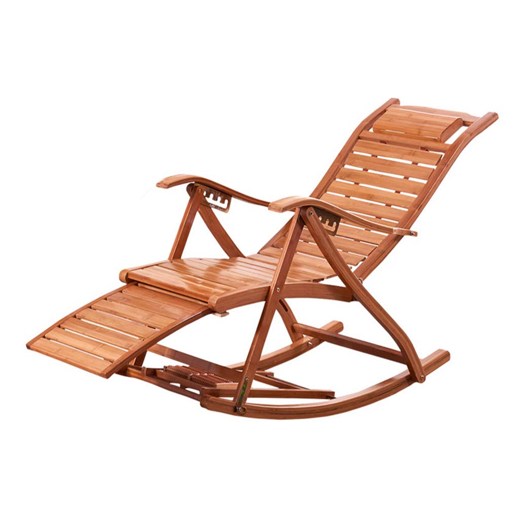 N / A Silla Gravedad Cero Silla Plegable, con Reposabrazos Curvos y Taburete de Masaje Sillón, Silla Vaga de Bambú, para Acampar En La Terraza del Jardín Mecedora (Color:estilo2)