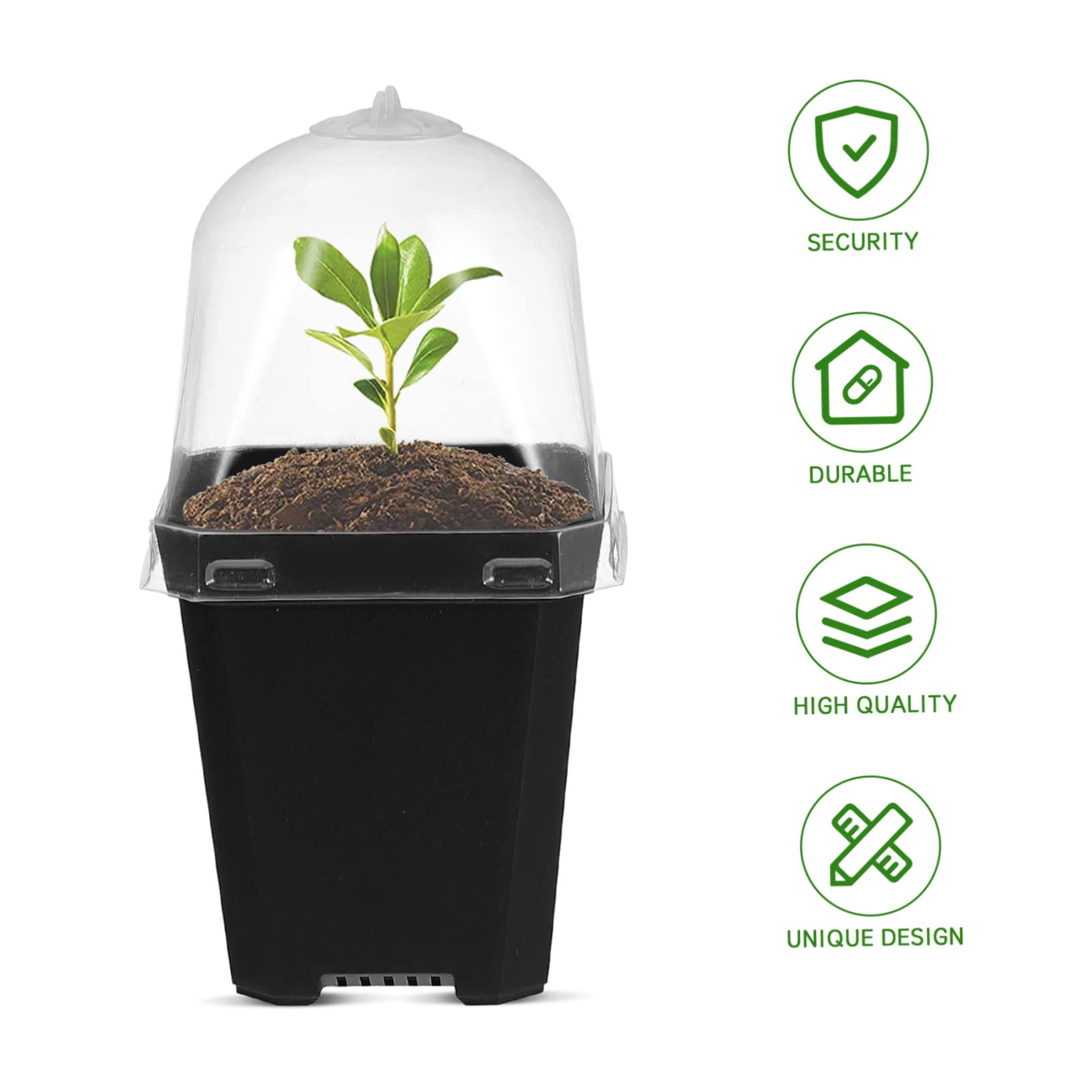 Toyvian Lot de 10 Pots de Semis en Plastique Épais Noirs Trous de Drainage pour Jardinage Intérieur et Extérieur, Conteneurs Solide pour Pépinière, Multiplications et Boutures de Plantes
