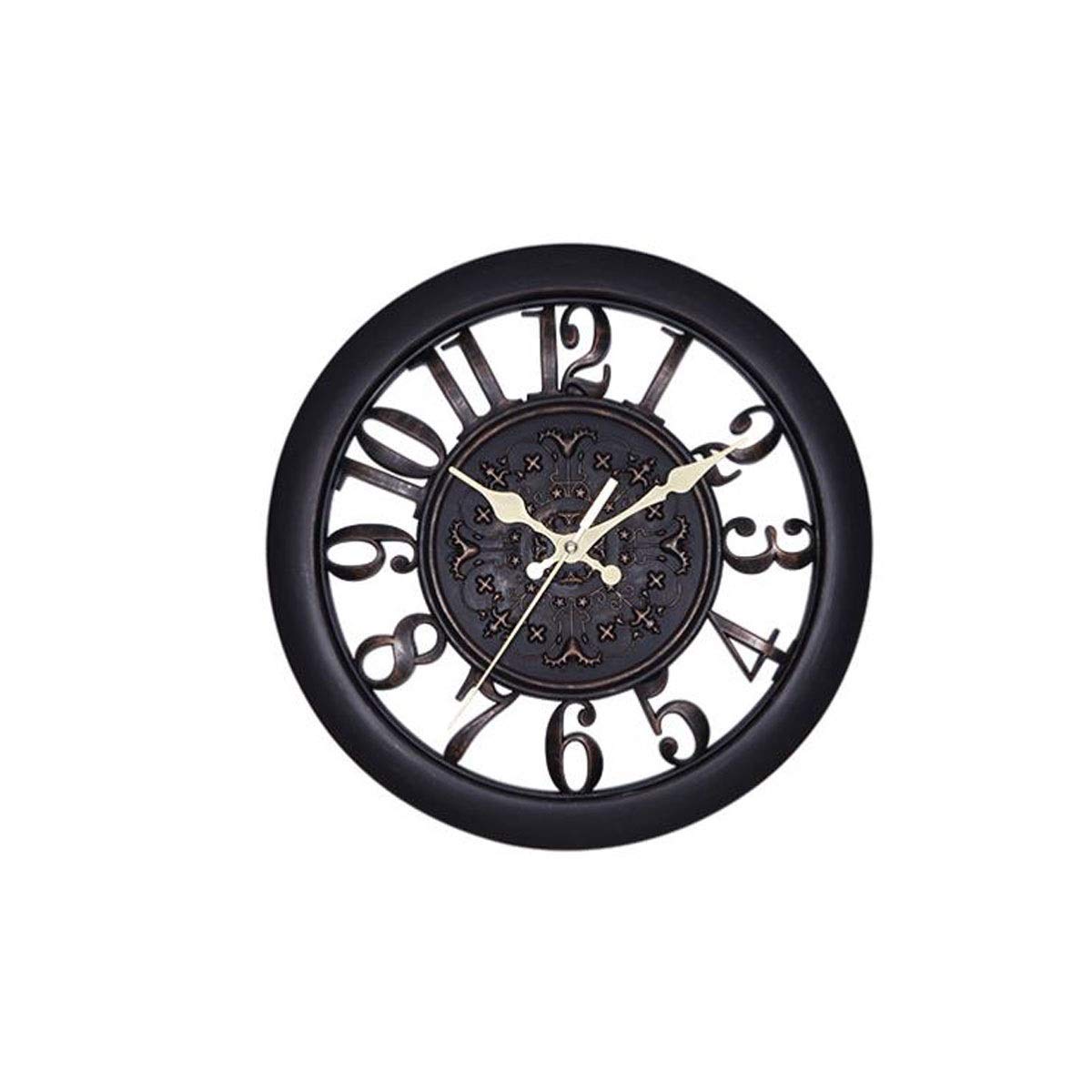 KRXSOBNV wall clock, Wall Clock 11 Inch European Retro Round Silent Quartz for Home Office Decoration(Black)