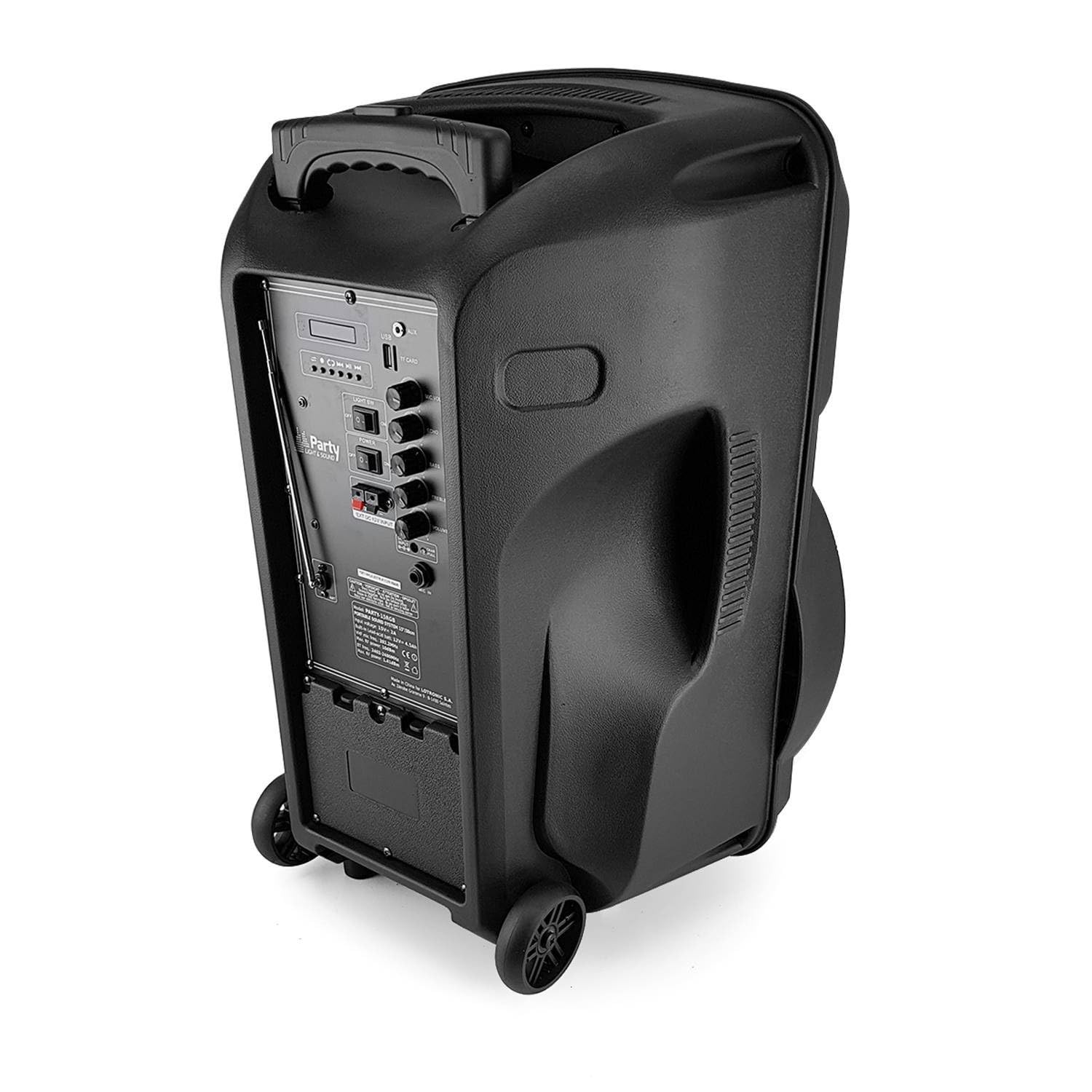 Enceinte Sono Portable Batterie 800W - 15" à LED RGB - USB/Micro SD/BT/FM + Micro VHF + Tél