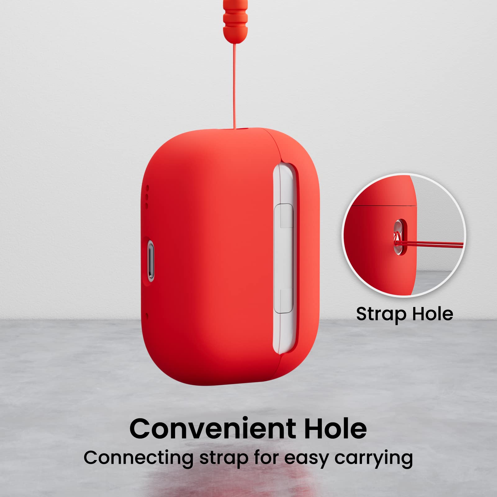 ORNARTO Coque pour AirPods Pro 2 (2022) en Silicone, Protection Antichoc - Rouge
