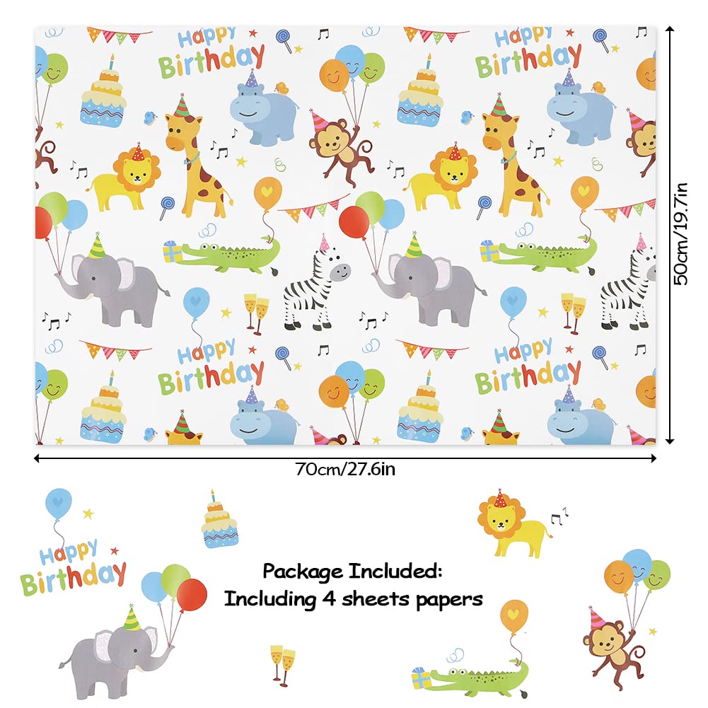 Papier Cadeaux De Noël Animaux De La Forêt En Hiver -Feuille De Papier