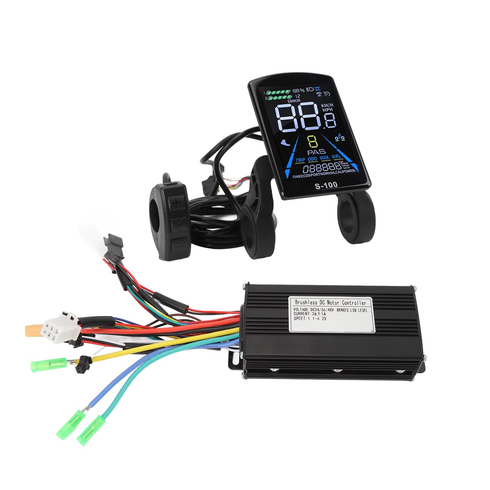 Kit Controller per Bicicletta Elettrica, 26A 36V 48V 500W 750W 3 Modalità Centralina Bici Elettrica Senza Spazzole con Display LCD
