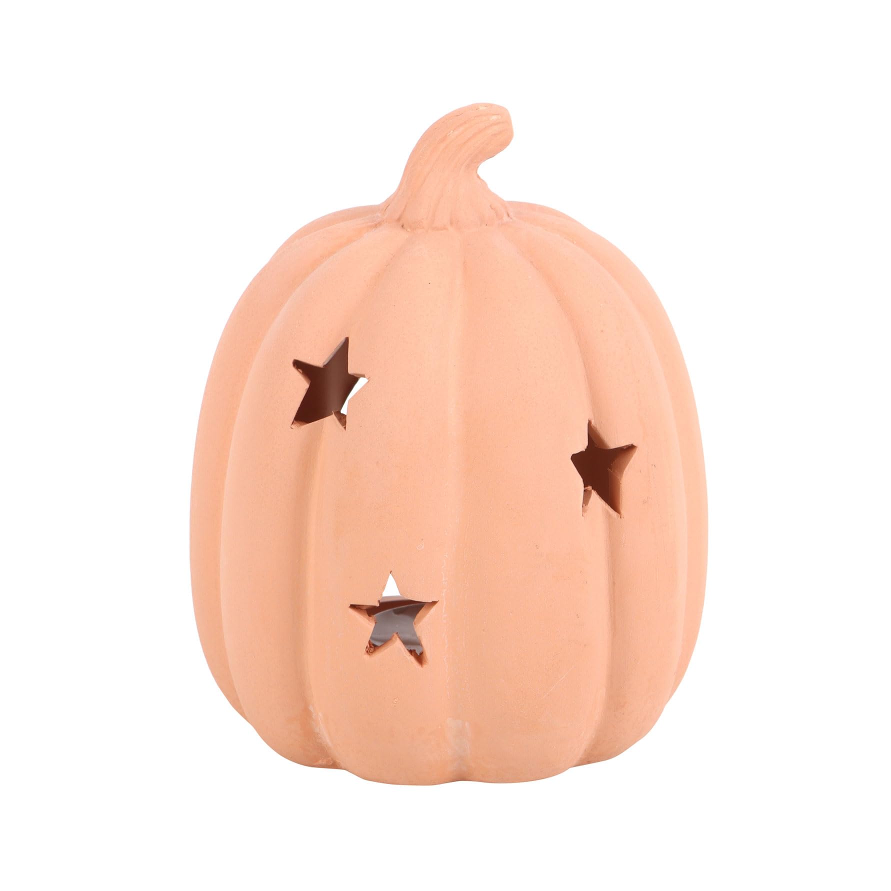 Terracotta Pumpkin Tealight Holder Autumn Seasonal Halloween Decor Large 14cm.