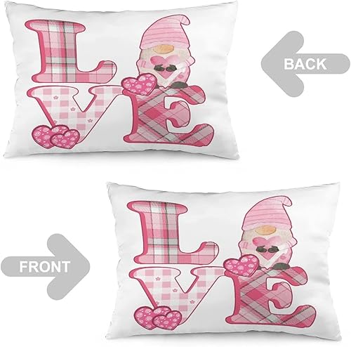 Miniatura 3 de Gnomo Buffalo - Fundas de almohada de corazón a cuadros con diseño de gnomo y corazón, fundas de almohada para el día de San Valentín, fundas de