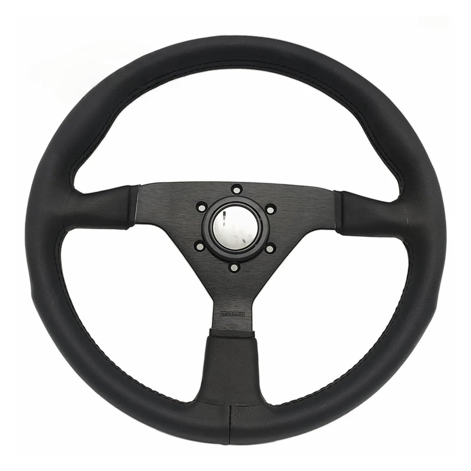 Volant de voiture en cuir noir, 14 pouces, 350mm, Compatible avec V1 Racing Drift Sport, volant plat(Size-2)