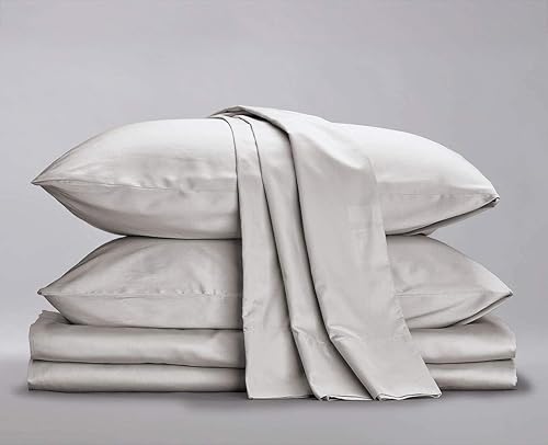 100% algodón orgánico, certificado GOTS, algodón de 800 hilos, algodón, 4 piezas, cabeza dividida, 33.1 in, gris claro, se adapta a un bolsillo de