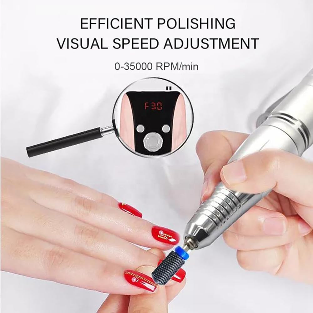 Taladro de uñas profesional, lima de uñas eléctrica profesional, máquina de talaa de uñas eléctrica profesional, máquina de taladro de uñas portátil, kit de pedicura para manicura y pedicura