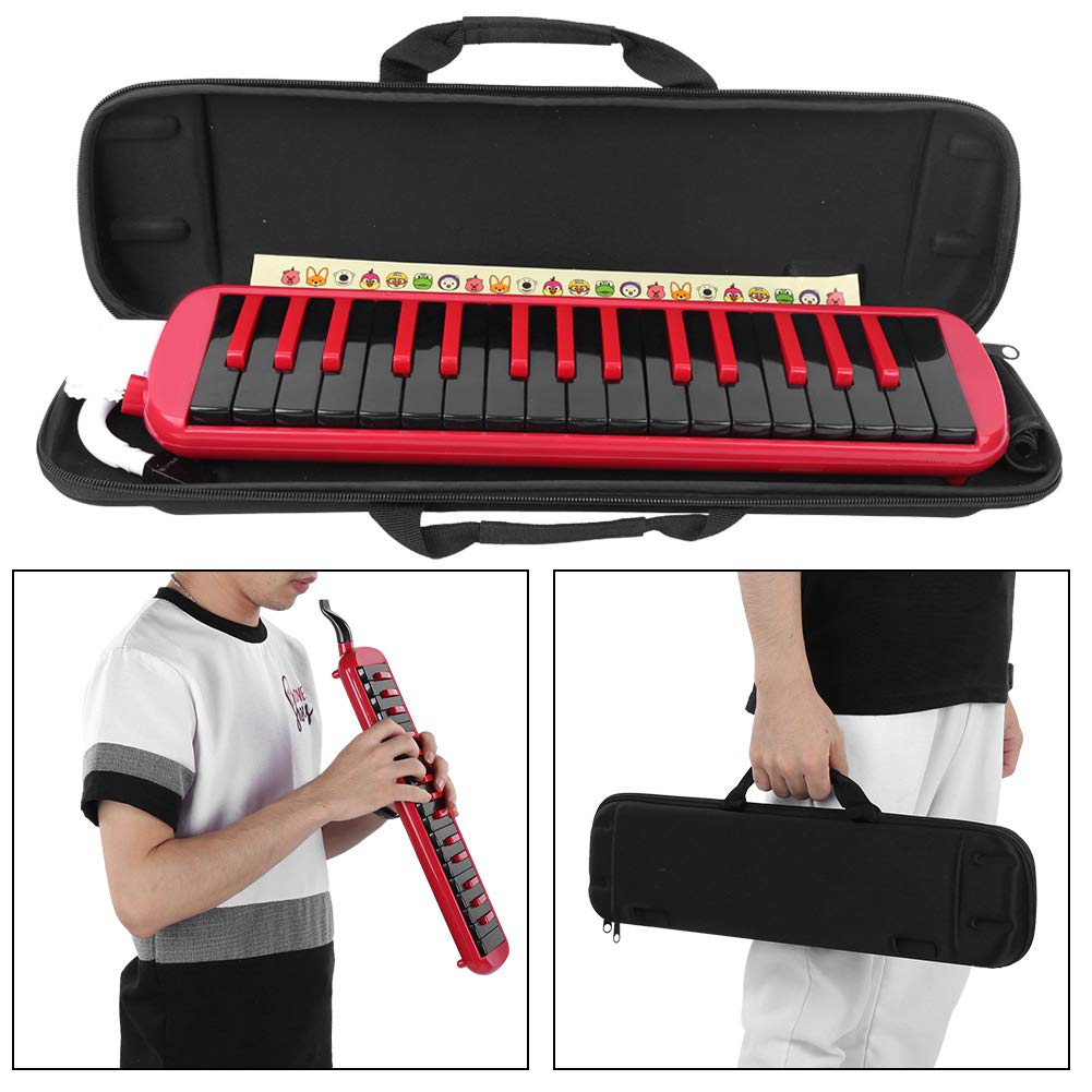 32 tasti di pianoforte tubo lungo melodica tubo di plastica melodica con cannello boccaglio custodia per bambini principianti per adulti(Rosso)