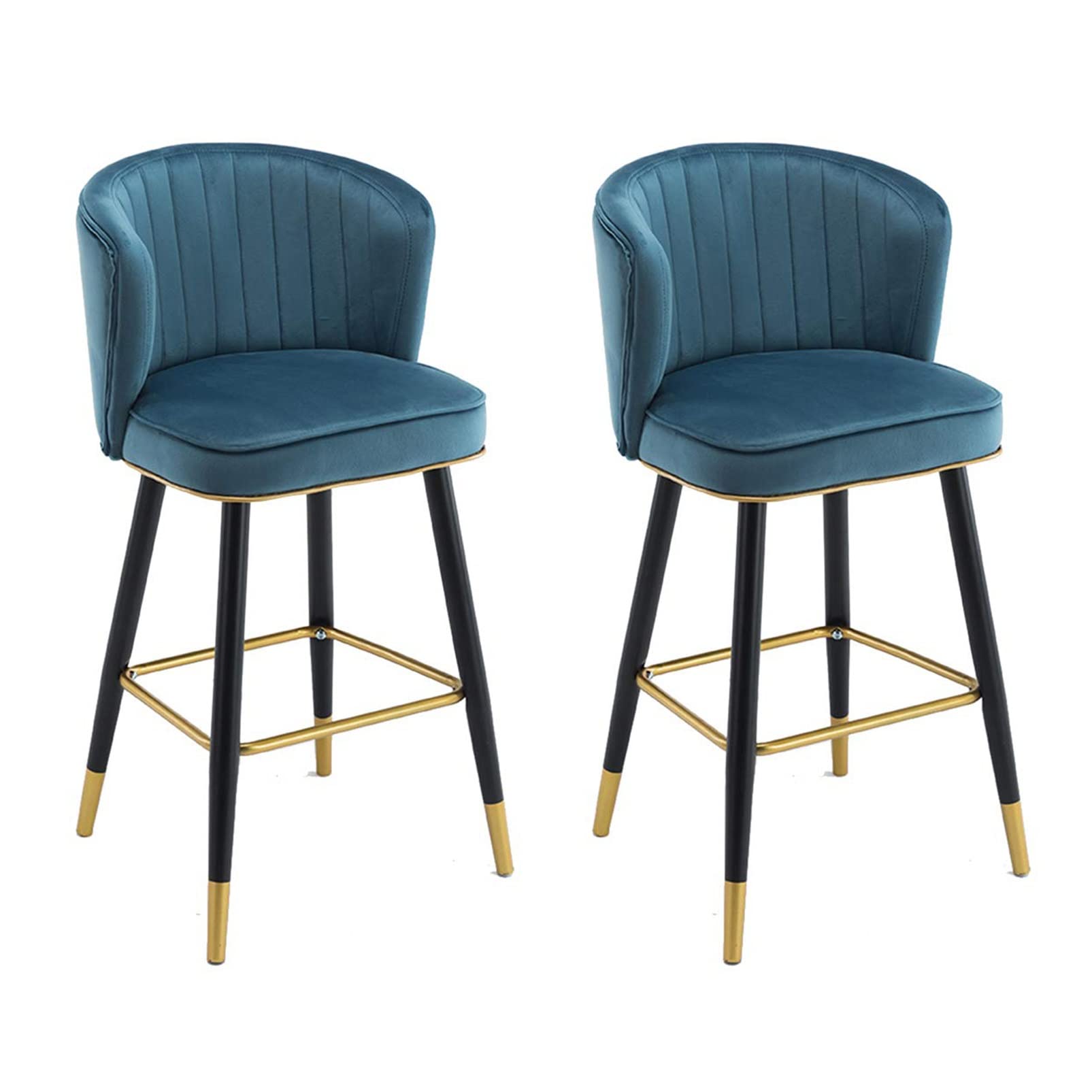AYCDL Bar Stools Set of 2 Modern Velvet Barstools with Back and Footrest, Upholstered Counter Height Bar Stool for Kitchen Counter Island,Blue 2-65cm