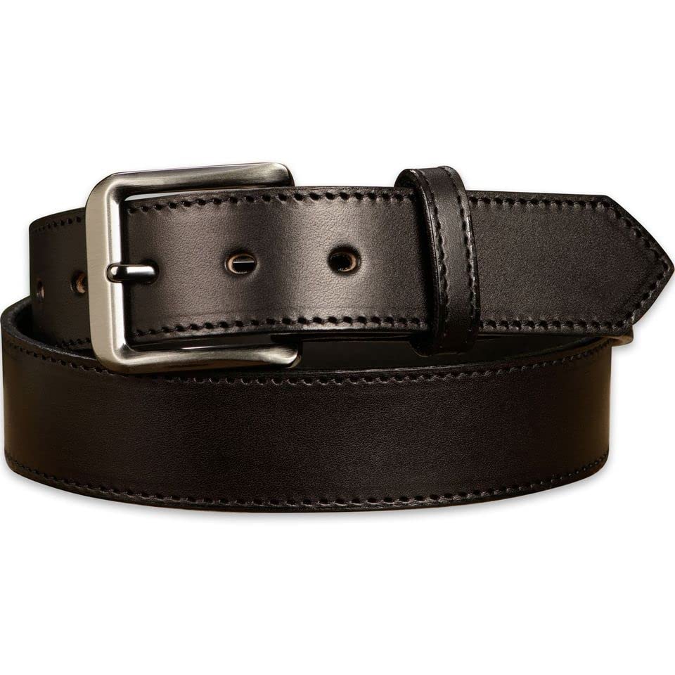 Bullhide Belts Mens Leather Belt, Genuine Full Grain Leather, Heavy-Duty, Nylon Stitched Belts for Work, Casual, Dress, 1.50
