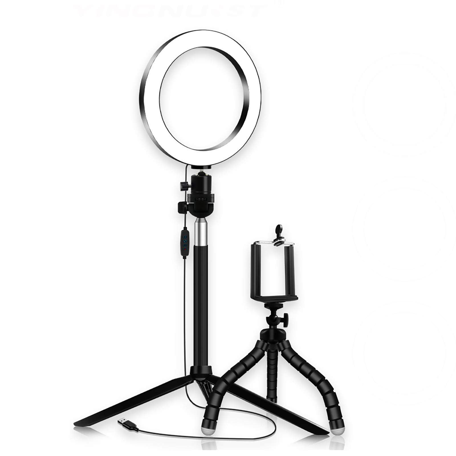 Selfie Luce ad Anello con 2 Regolabile Basamento del treppiedi e Supporto del Telefono, LED dimmerabili Desktop di Bellezza Selfie Luce per Youtube Video, in Diretta, Trucco