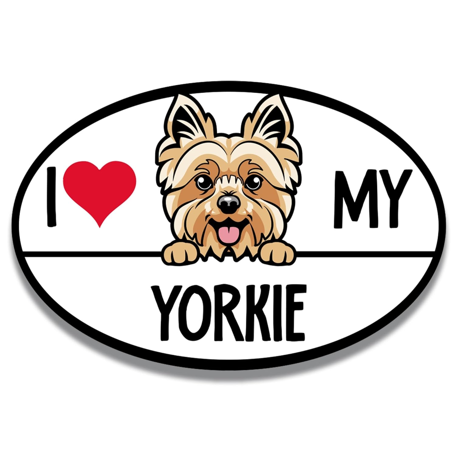 Magnet Me Up I Love My Yorkie Dog Breed Car Magnet Decal 4x6 Inches Oval Adorable Decoration for