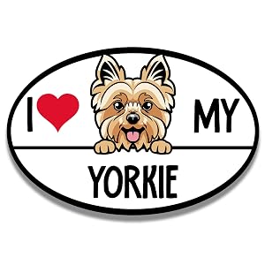Magnet Me Up I Love My Yorkie Dog Breed Car Magnet Decal 4x6 Inches Oval Adorable Decoration for
