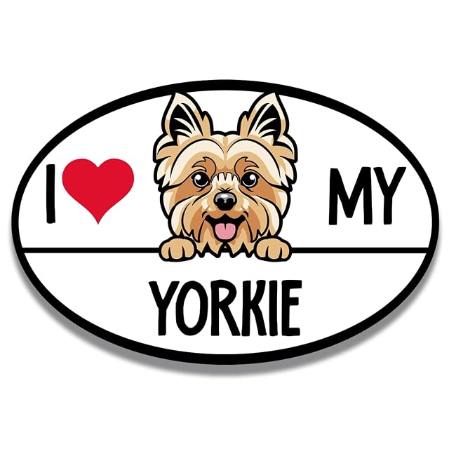 Magnet Me Up I Love My Yorkie Dog Breed Car Magnet Decal 4x6 Inches Oval Adorable Decoration for