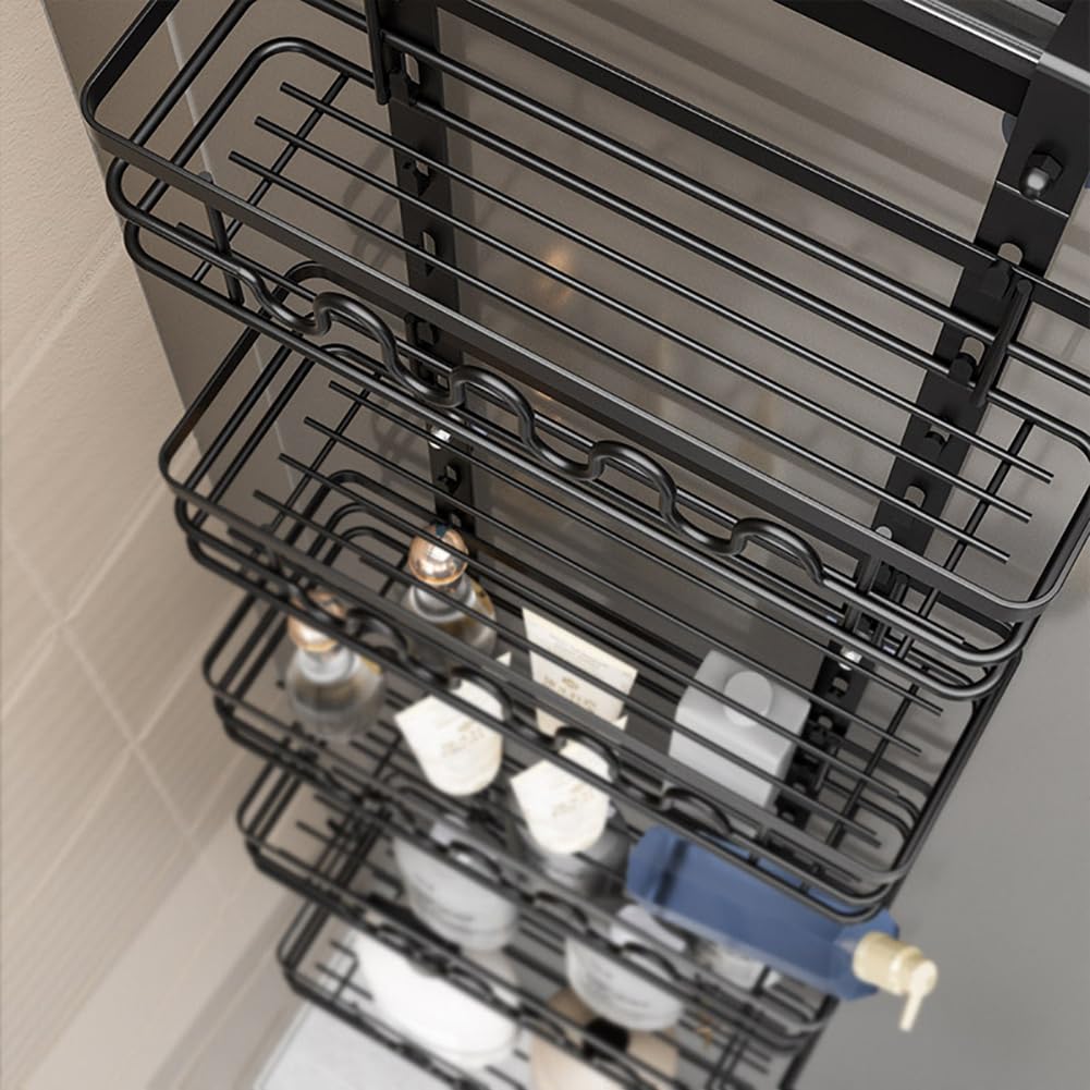 Estantería para Colgar en la Puerta, estantería, Almacenamiento suspendido de 6 estantes para Colgar en la Pared, Estante para Colgar Especias de Cocina, Color Negro
