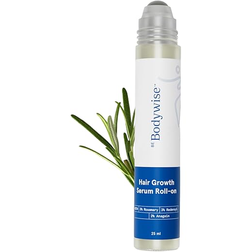 Be Bodywise Rosemary Hair Growth Serum (Roll On) | 3% Redensyl & 2% Anagain | Hair fall control serum for Women & Men | Promotes Hair Growth & Stimulates Hair Follicles | For All Hair Types | 25ml