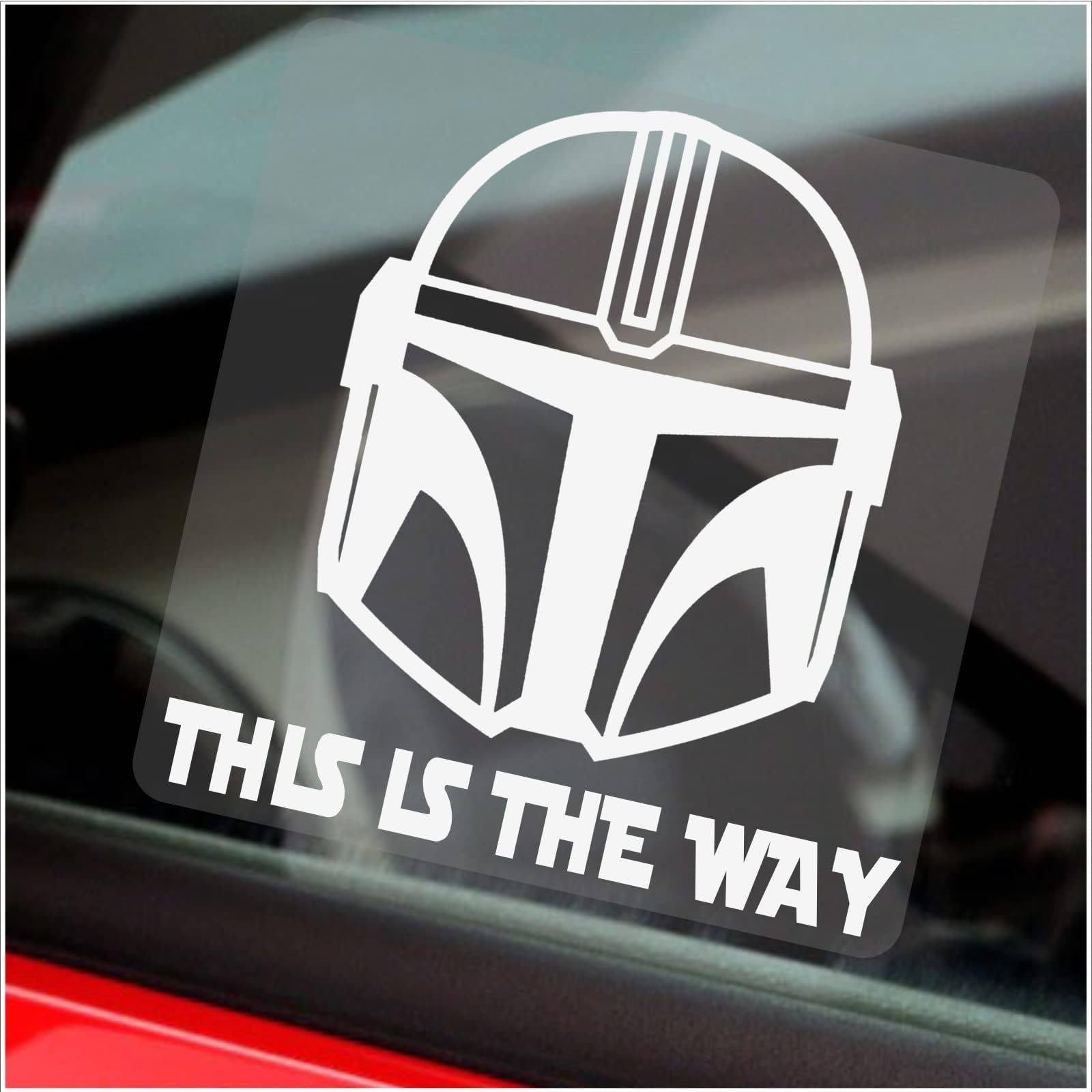 1 x The Mandalorian Helmet Sticker This is the Way Head Sign Vinyl Star Wars Inspired Car Window Graphic 100mm