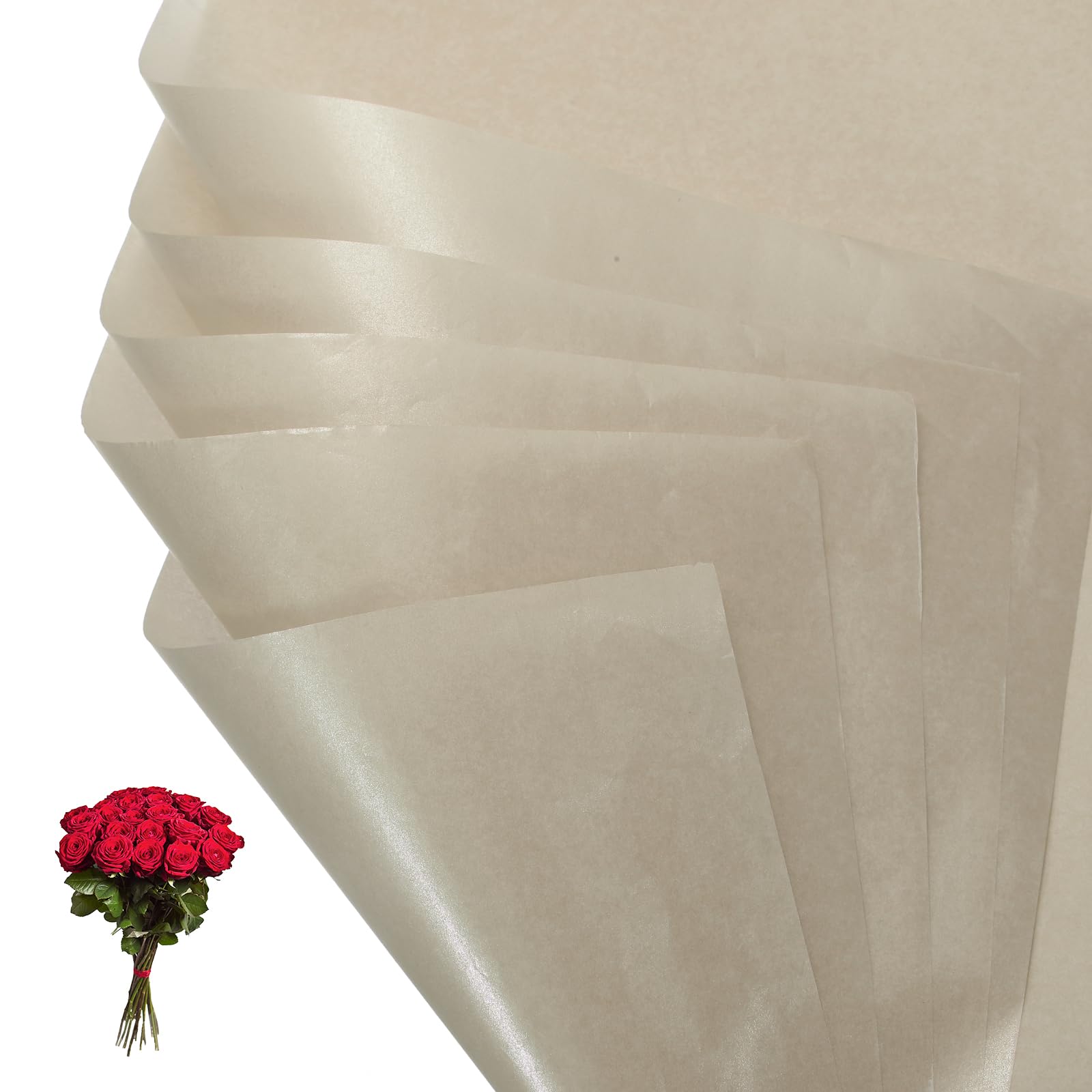 PATIKIL Flower Gift Wrapping Tissue Paper, 20 Sheets Waterproof Bouquet Paper Wrap Florist Packaging Floral Papers for Wedding DIY Craft Valentine Mother's Day, Brown