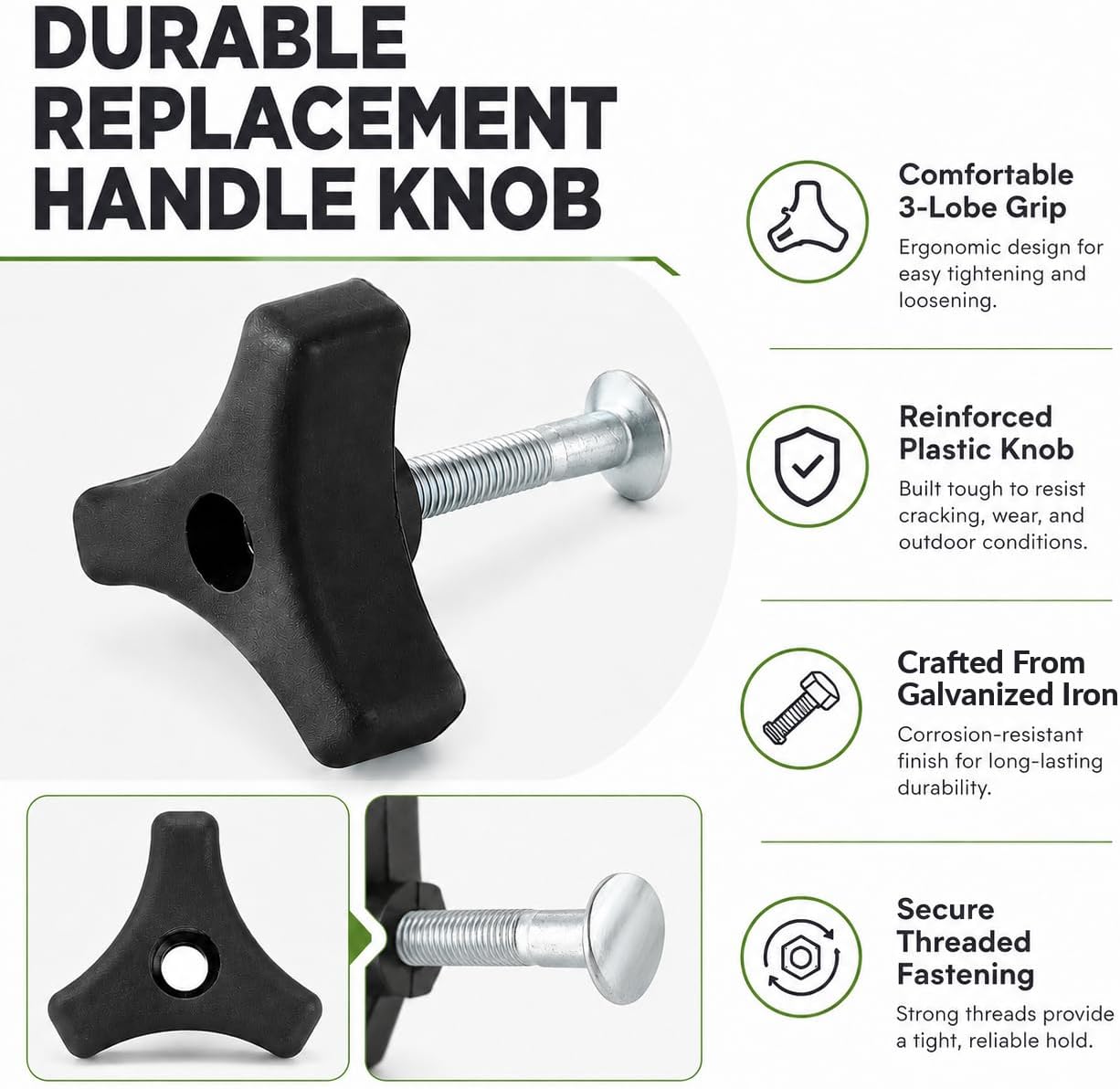 4-Pack Lawn Mower Handle Bolts,Triangle Handle Screw Replacement,With 8 Gaskets Sturdy And Durable Compatible With Murray, Ryobi,Honda Most Mowers, Universal Lawn Mower Parts And Accessories Kit