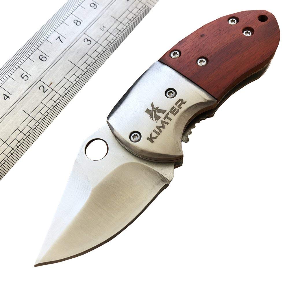 Handmade EDC Pocket Knife Kimter 4.57" Mini Size Keychain Sharp 7CR17MOV Blade Rosewood Handle High End Survival Folding Gift Knife