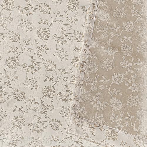 Image of Yellow Weaves 2 Pcs Jacquard Botanical Eyelet Long Door Curtain - Perfect for Home, Office, Bedroom, Living Room & Balcony - 9 Feet (Beige)