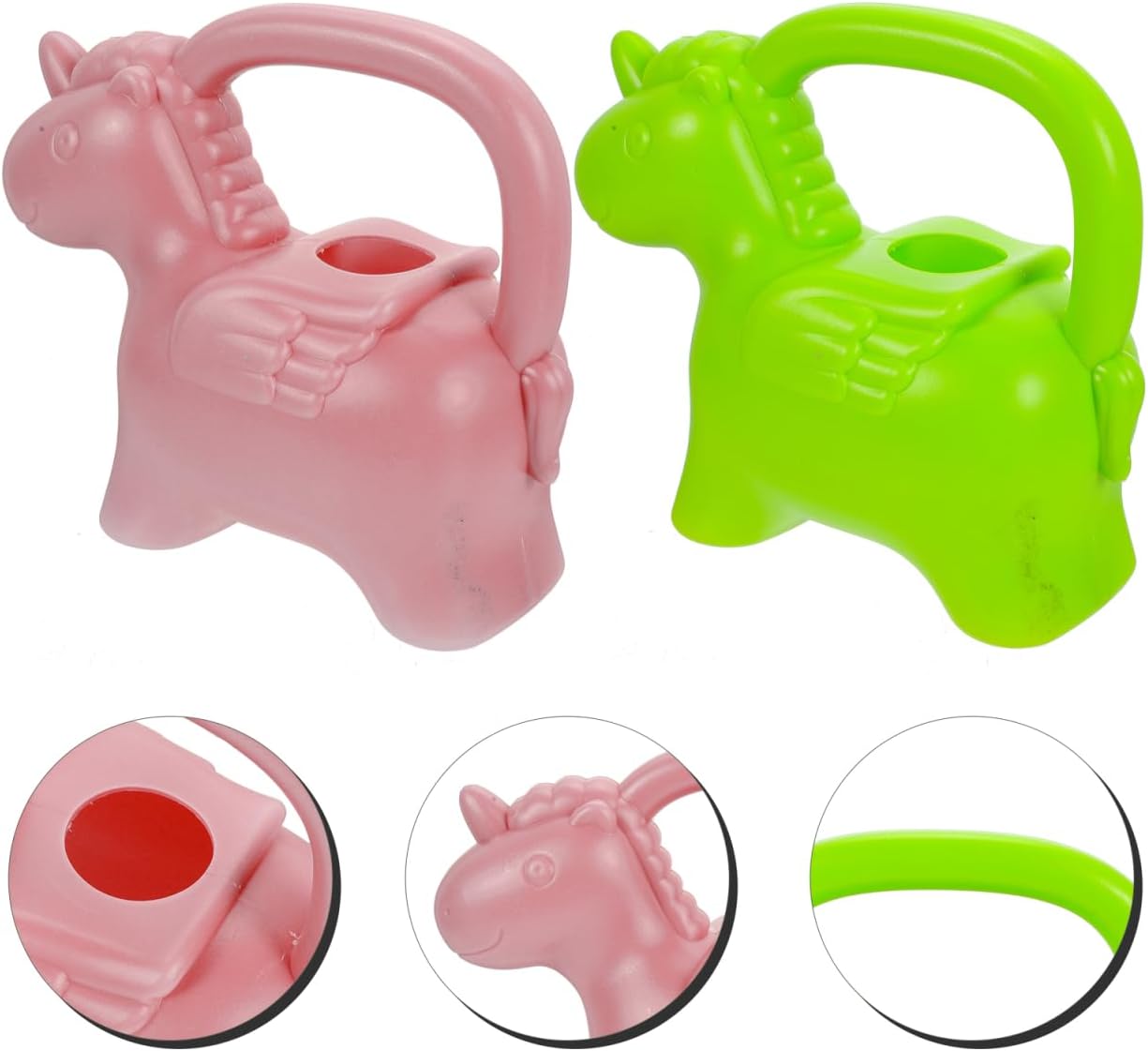 2Pcs Cartoon Watering Can for Boy Girl Cute Animal Design Candy Color Plant Waterer Gardening Tool Toy for Boy Girl Portable Watering Pots Green Pink image 2