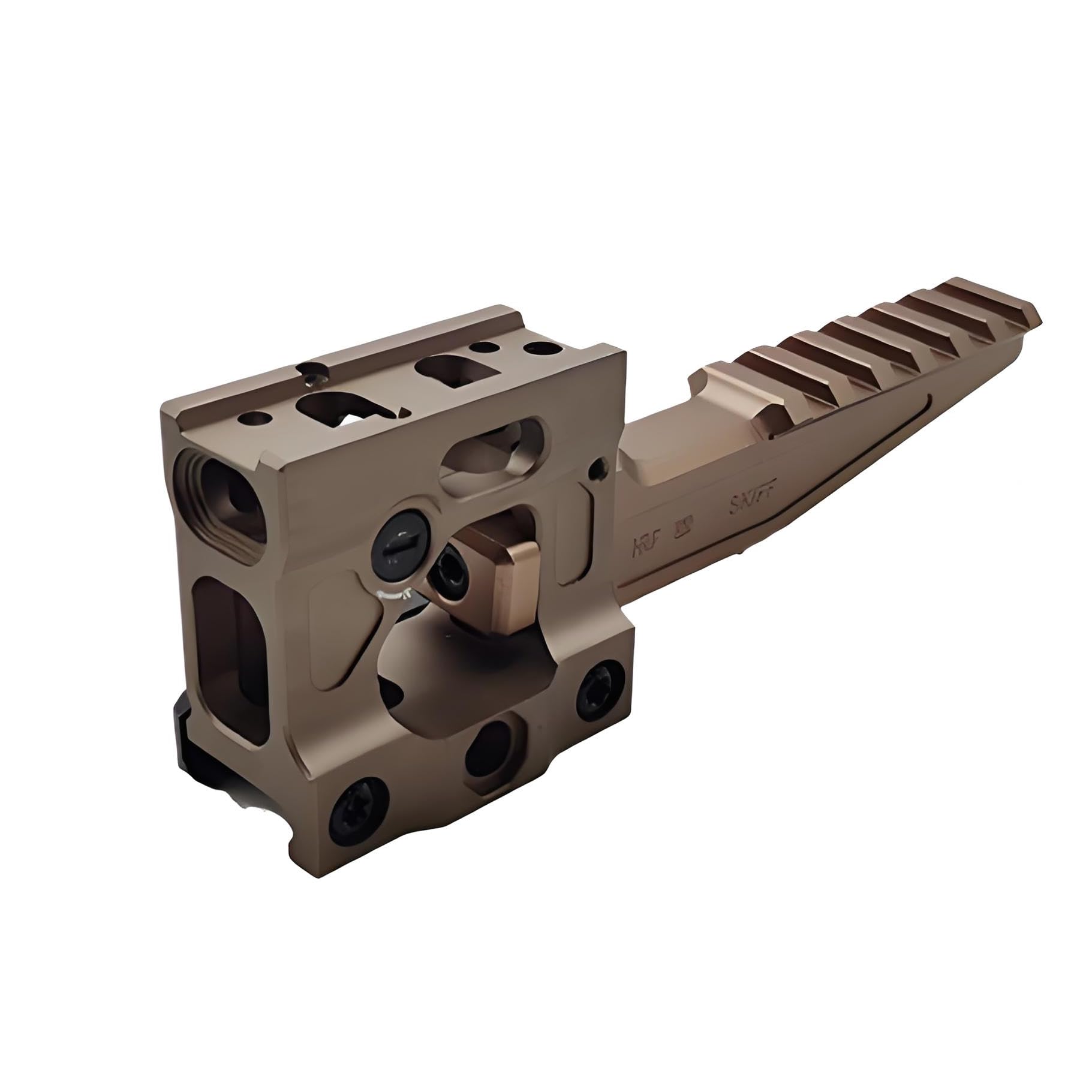 Optic Red Dot Riser Scope Dual Optics Mount with Extend Pic Rail Base，1.93" Optical Centerline Height，with Built-in Integrate Quick Rear Iron Sight Adjustable，Compatible with T1 T2 Sight & PEQ-15 Etc