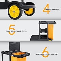 Vista 4 de TUFFIOM Carrito Comercial Tradicional de Limpieza de Conserjería de 3 Estantes, Carrito de Limpieza de 500 Libras de Capacidad, 42.5" L x 18.7" A x