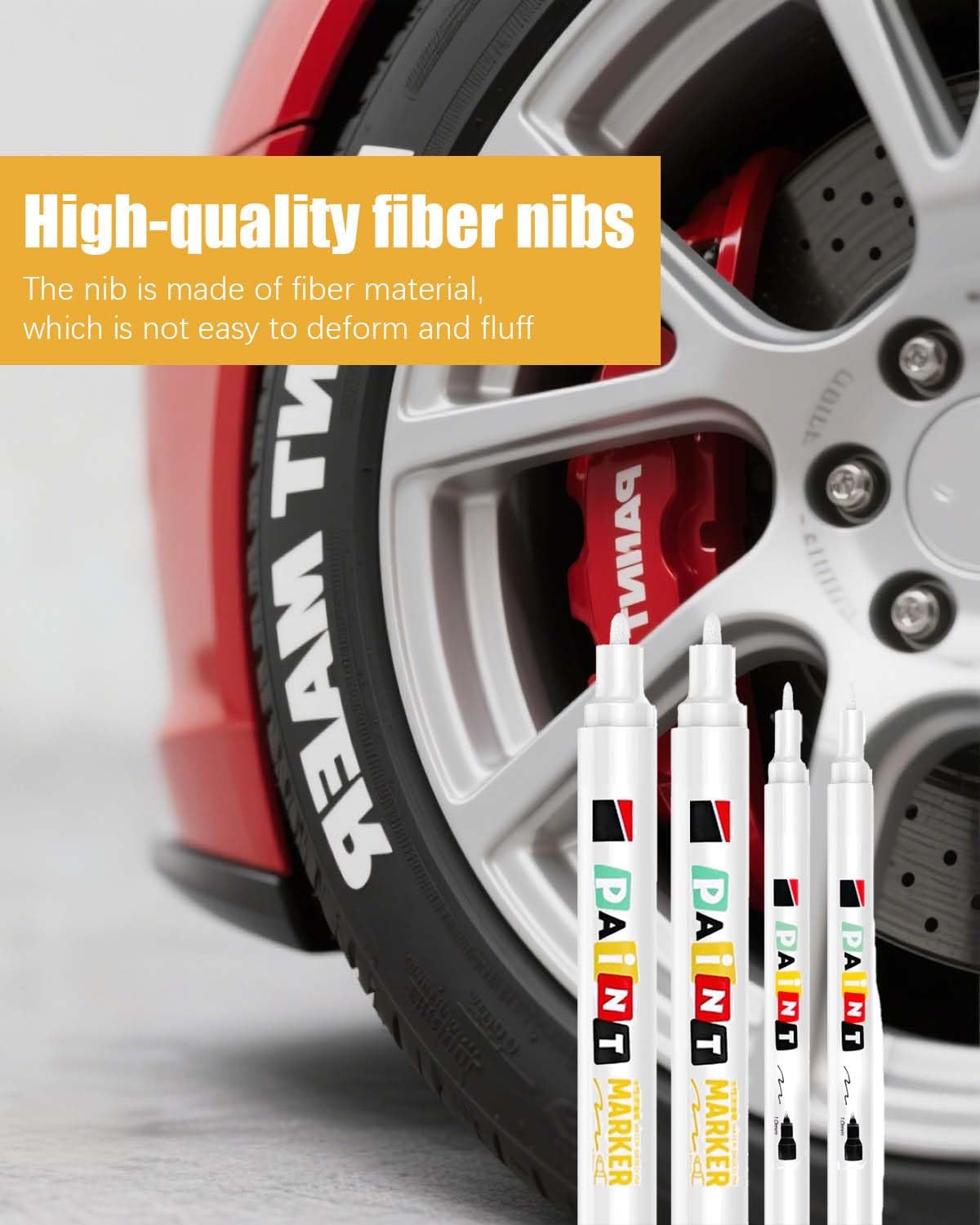 Confezione da 4 pennarelli per pneumatici, pennarello bianco, impermeabile da 1 mm e 3 mm, pennarello bianco per pneumatici bianco, impermeabile, grande capacità per pneumatici di auto