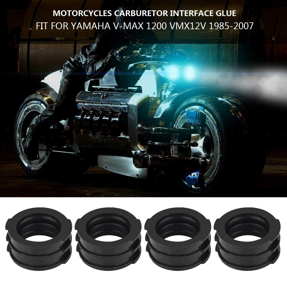 Ansaugbrücken 4 Stück für V- 1200 VMX12V 1985-2007 Carburetor Intake Manifold Boots aus ölbeständigem Gummi langlebige Ansaugbrücken Joints passgenaue Motorrad Ersatzteil