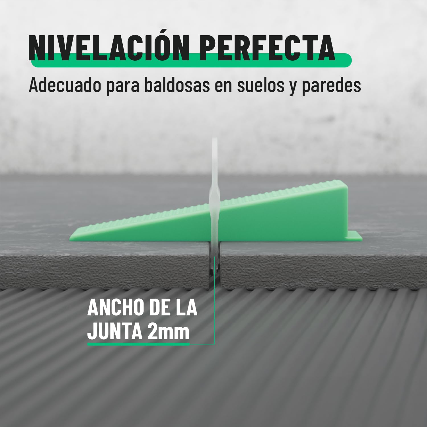 greate Sistema de niveladores azulejos 1100 Piezas 2mm | Ayuda para Colocación de Azulejos con 1000 Lengüetas y 100 Cuñas azulejo - niveladoras suelo, alicatado