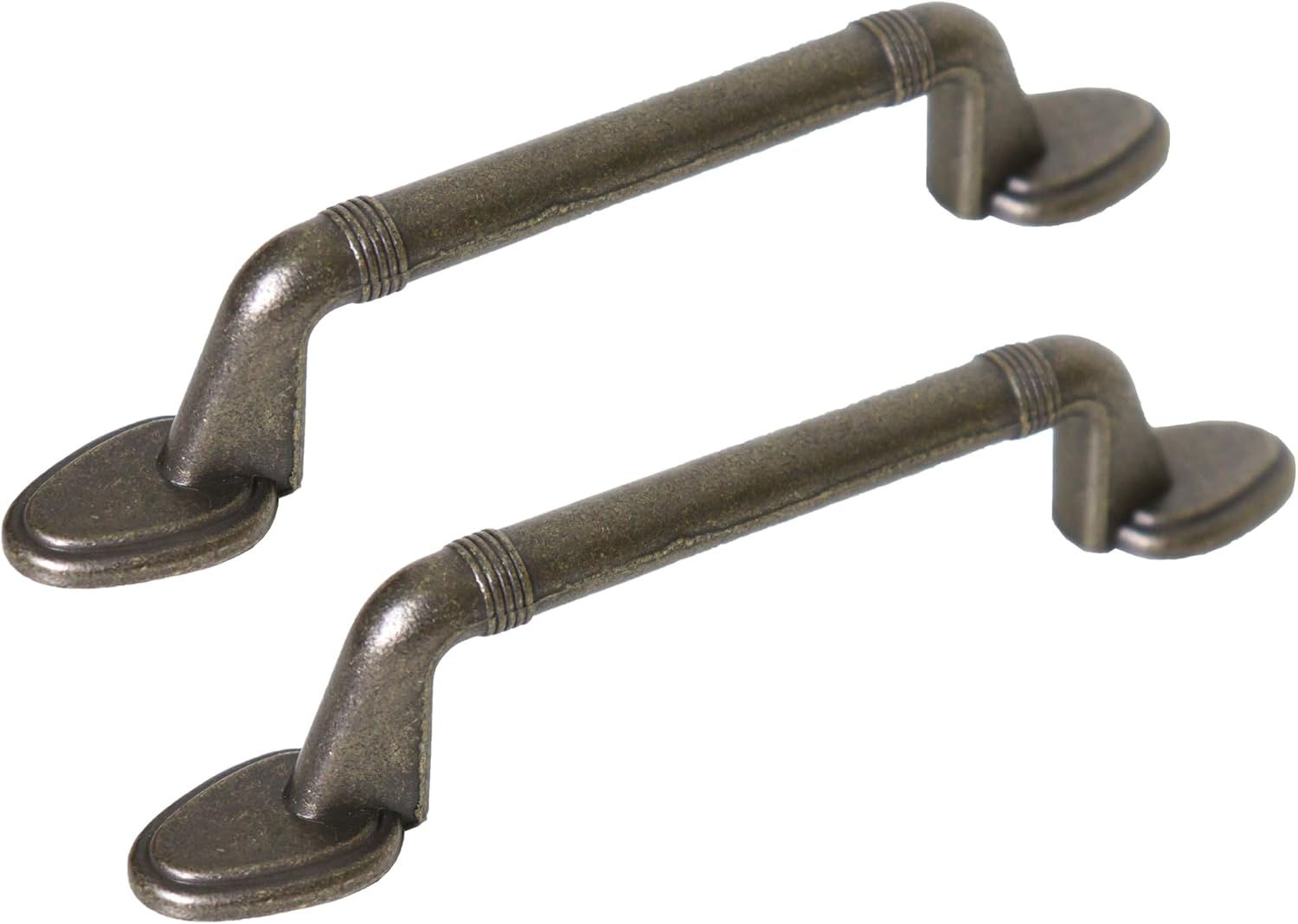 6 Pack Antique Pewter Cabinet Handles, 3-1/4 Inch Hole Centers Vintage Drawer Pulls for Dresser, Cupboard, Wardrobe, and Furniture Restoration
