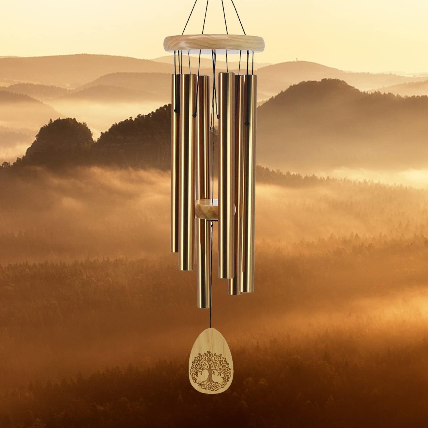 Astarin Windchimes Outdoors with Engraved Lifetree, 30 Inch Memorial Wind Chime for Outside, Sympathy Wind Chime for Loved One, Outdoor Wind Chimes for Mother, Bronze Wind Chimes.
