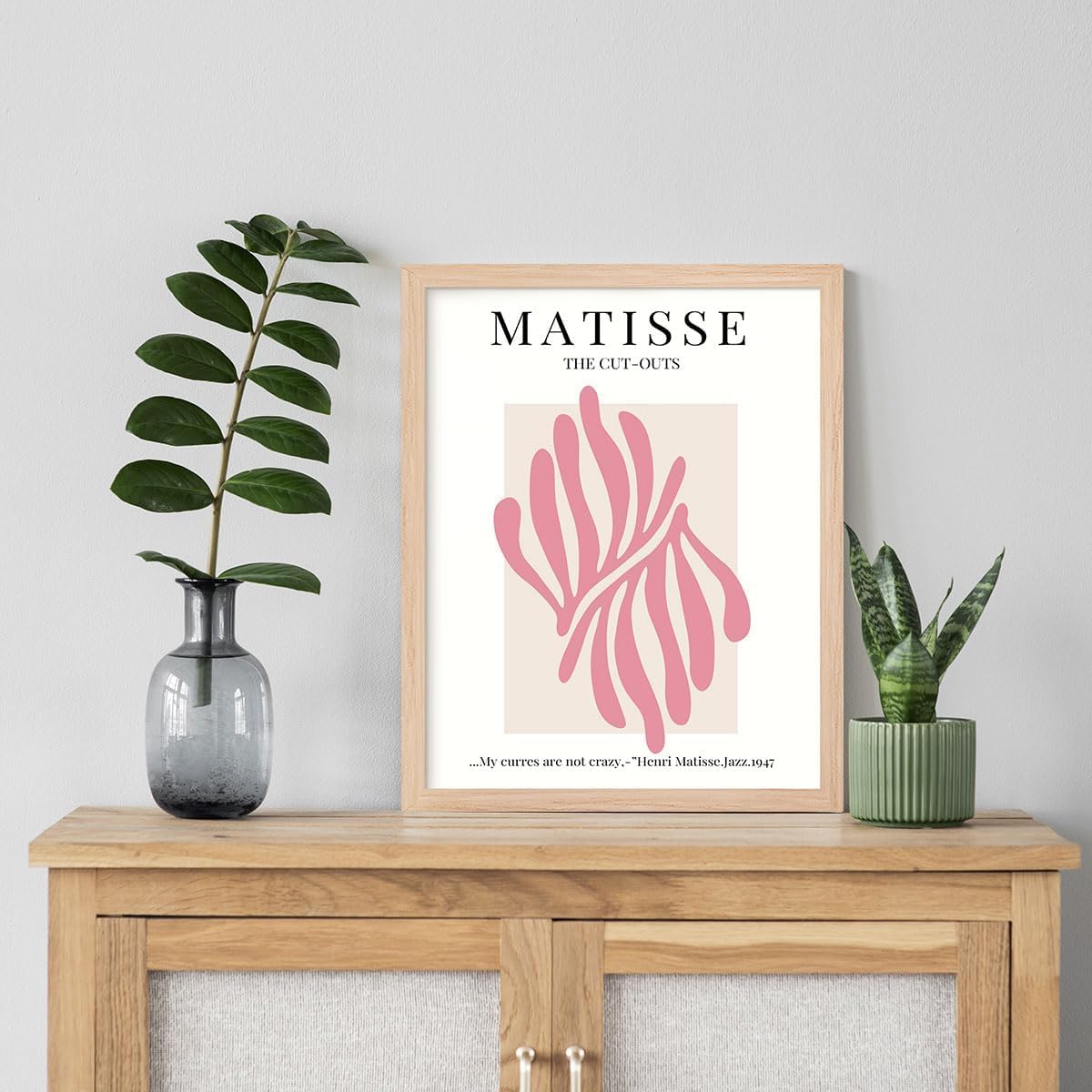 lianyibo Henri Matisse plakat wystawowy, koralowe różowe płótno, botaniczna abstrakcyjna sztuka ścienna, artystyczna dekoracja pokoju (40 x 60 cm/rama wewnętrzna)