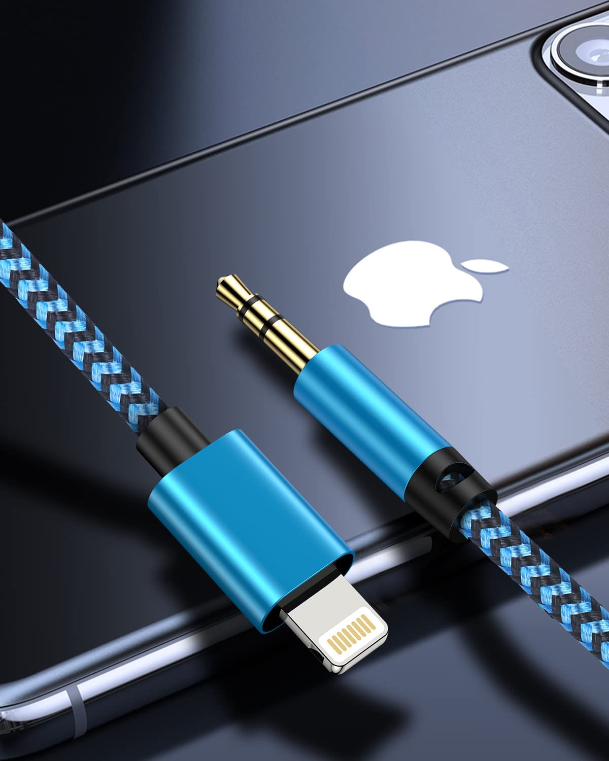 Confezione da 3 cavi AUX a lightning da 91 cm, cavo ausiliario intrecciato per iPhone, autoradio, altoparlante, cuffie, illuminazione certificata Apple MFI su connettore da 3,5 mm, cavo audio per