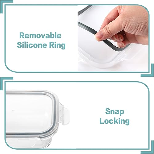 Miniatura 10 de HOMBERKING Recipientes grandes de vidrio para preparación de comidas, 5 juegos, 35 onzas  4.5 tazas Contenedores de vidrio para almacenamiento de