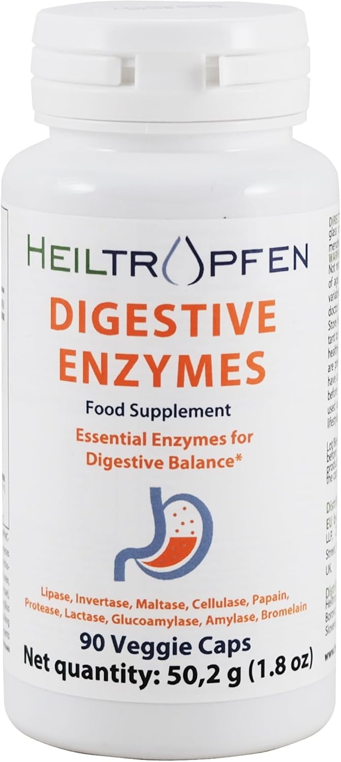 Digestive Enzymes | 90 Veggie Capsules | Food Supplement | Heiltropfen®