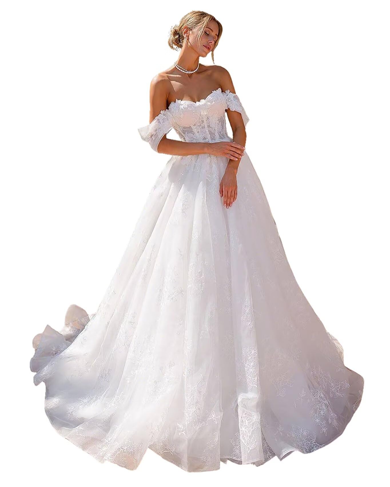 Mermaid Wedding Dresses for Bride 2025 Beaded Satin Off Shoulder Bride Dress Detachable Train