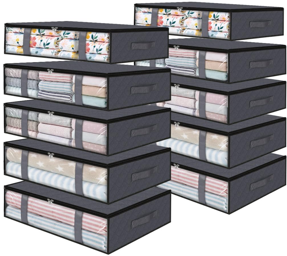 StorageRight Contenitori portaoggetti per vestiti, pieghevoli, per coperte, sotto il letto, contenitori per organizzare vestiti, camera da letto, piumone, armadio, dormitorio, trapunte, organizer